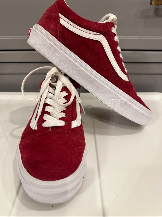 Vans Shoes - Vans Classic Low-Top Sneakers in Suede Red with White Stripe